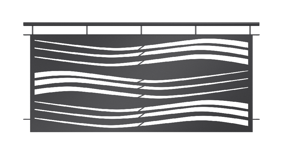 Geländer mit Sichtschutz Arno, pulverbeschichtet anthrazit, runder Handlauf